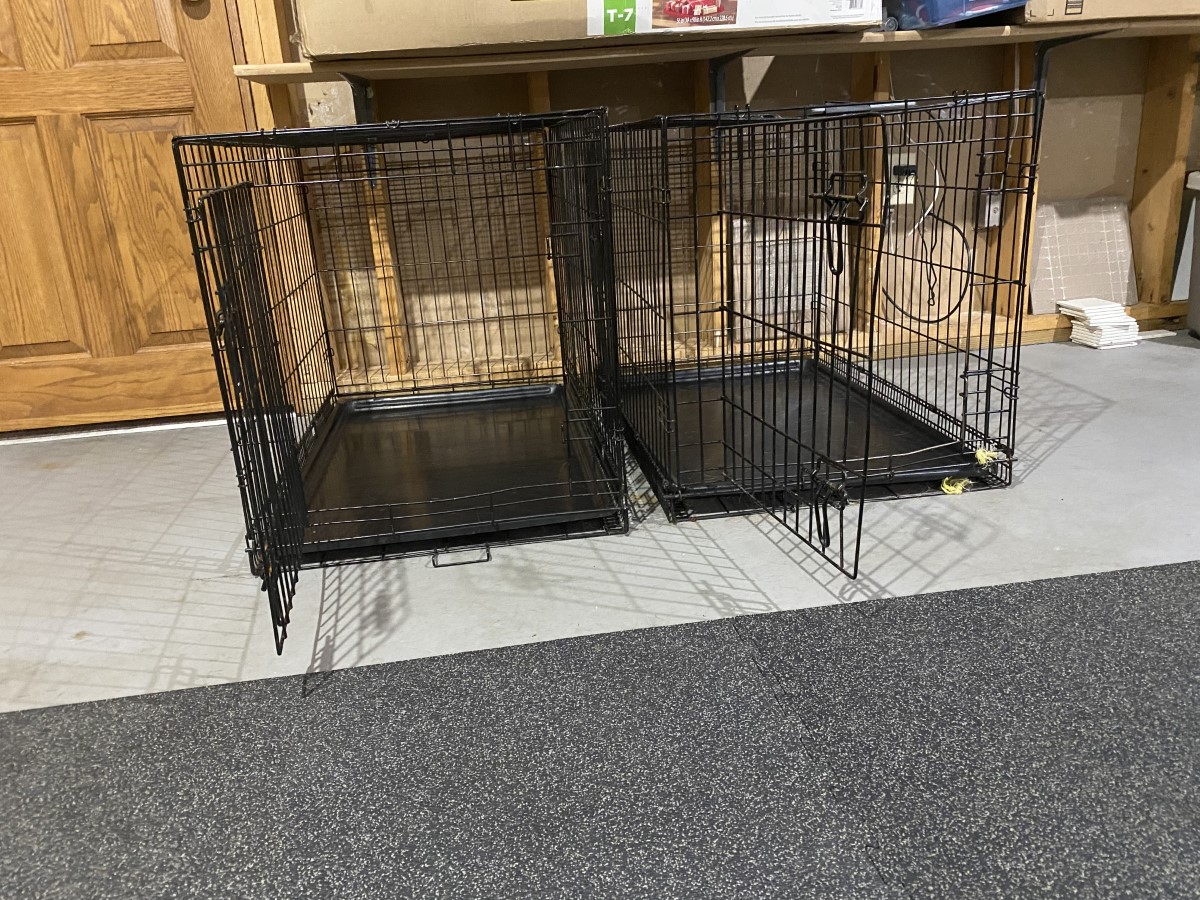 two dog crates side by side