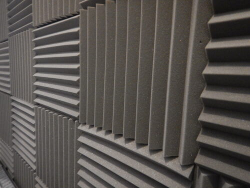 acoustic foam panels on a wall in a studio