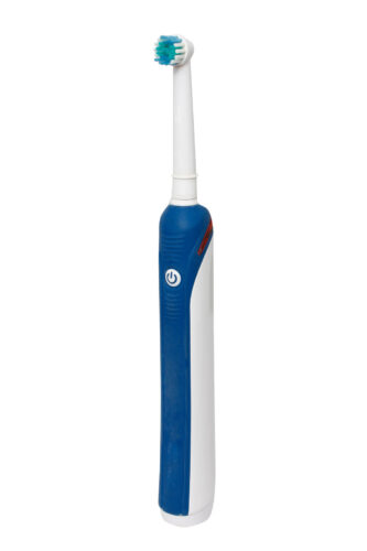 blue and white electric toothbrush
