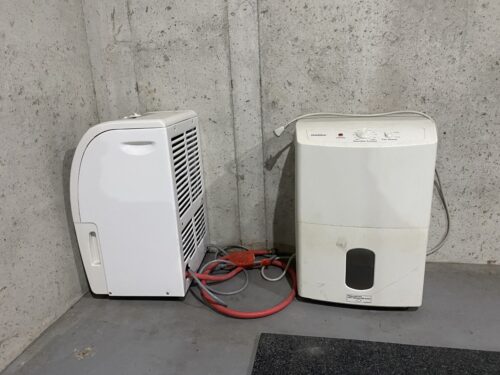 front and side of two dehumidifiers